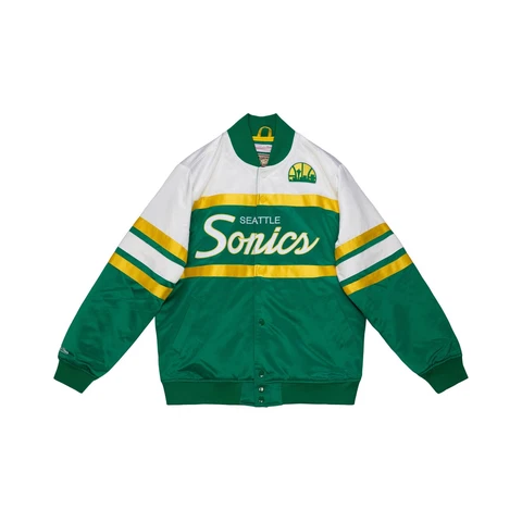 Men's Mitchell & Ness Green/White NBA Seattle Supersonics Heavyweight Satin Cover
