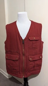 Duluth Trading Co Iron Range Fire Hose Sherpa Lined Canvas Vest Mens XL Red - Picture 1 of 9