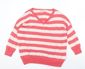New Look Womens Red V-Neck Cotton Blend Jumper Size M - Picture 1 of 10