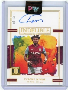 2022-23 Panini Impeccable Aston Villa Tyrone Mings INDELIBLE INK Gold Auto 09/10 - Picture 1 of 2