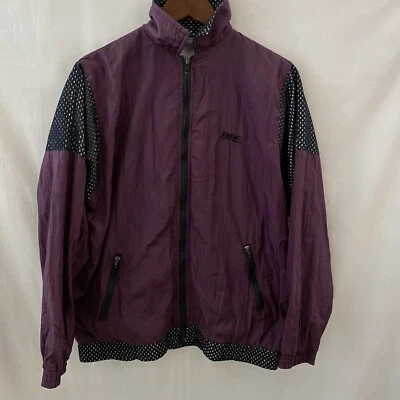 Chaqueta cortavientos vintage púrpura unisex cremallera completa bordada talla mediana Foto 1 de 4