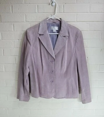 Chaqueta de cuero de gamuza púrpura lavanda suave vintage estilo Coquette para mujer bolsillos Foto 1 de 4