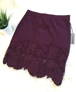 Falda Haute Monde Borgoña Talla 2X Nueva con Etiquetas Bordada Vacaciones Bodycon - Imagen 1 de 6