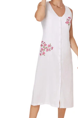 Vestido Fanm Mon X Andie Anamur Floral Bordado Lino Botón Frontal Midi XL Foto 1 de 4