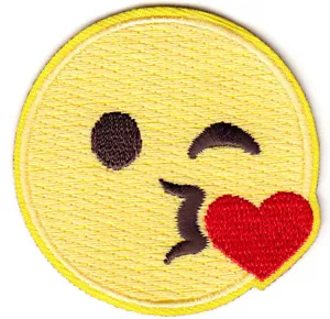 EMOJI BLOWING A KISS Iron On Patch Emojis - Picture 1 of 1