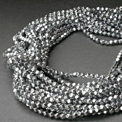 NELLYS  Hämatit facettierte Nuggets silber ca. 4mm Perlen Edelsteine 1 Strang - Bild 1 von 4