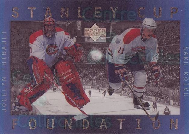 1996-97 UD Ice Stanley Cup Foundations #4 Jocelyn Thibault, Saku Koivu - Image 1 of 1