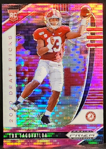 2020 Tua Tagovailoa Prizm Draft Picks Pink Pulsar Prizm RC Alabama / Dolphins