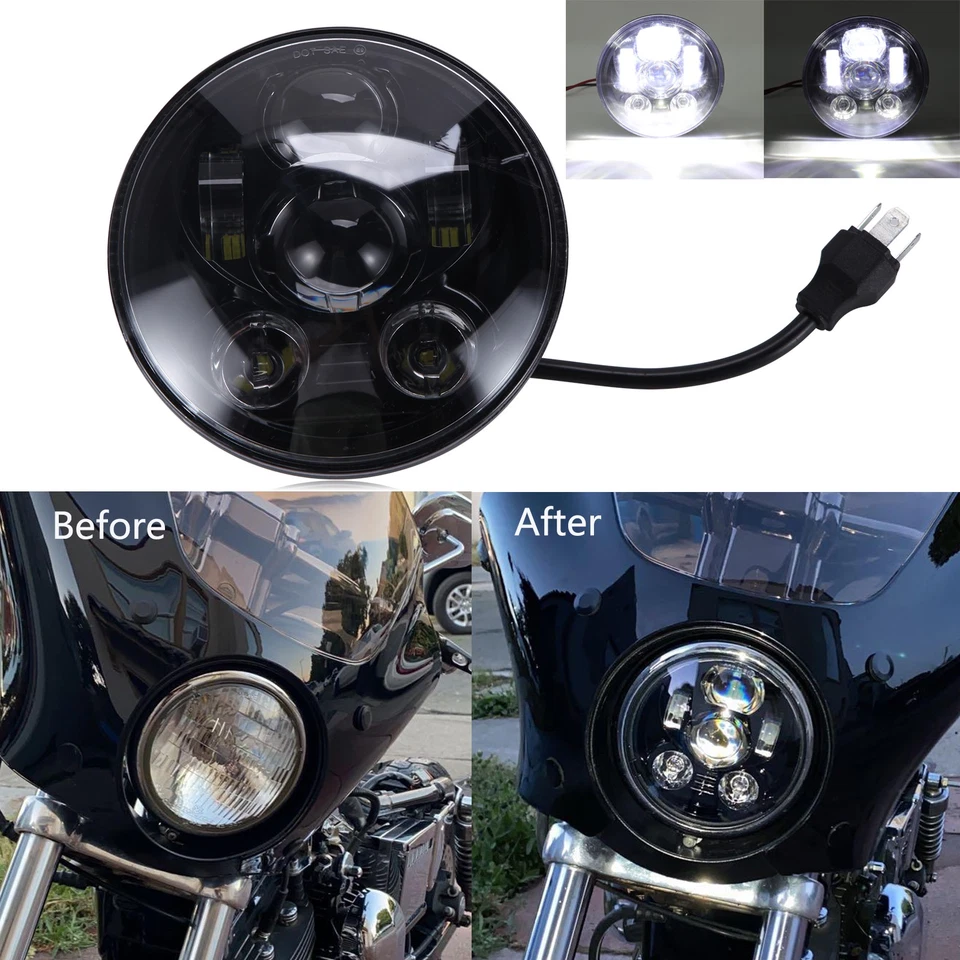Светодиодная фара дальнего и ближнего света 5-3/4 дюйма 5,75 для Harley Sportster XL 883 1200 Dyna - Изображение 1 из 4