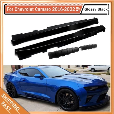 Glossy Black ZL1 Style Side Skirts For 2016-23 Chevrolet Camaro SS RS LS LT LT1 Foto 1 de 4