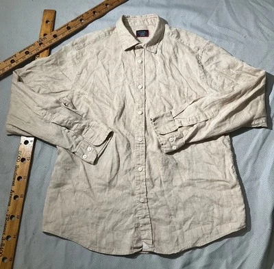 UNTUCKit Shirt Mens Large Beige 100% Linen Button Wrinkle Resistant Preppy - Image 1 of 4
