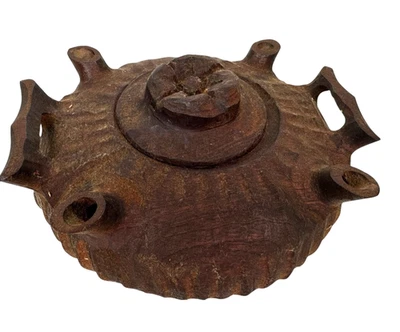 Antique Hand Carved Wood 4 Spout Drinking Friendship Vessel with Handles - Image 1 of 4