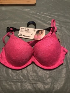 No Boundaries Womens Hot Pink Lace Push Up Bra Size 36A - Picture 1 of 6