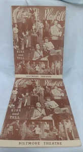 2-1943 Biltmore Theatre Kiss and Tell Broadway Show Playbill Program, Advertise - Picture 1 of 8