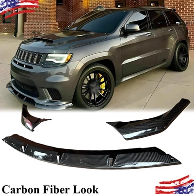 For Jeep Grand Cherokee SRT 2014-21 Carbon Fiber Style Front Bumper Lip Splitter - Изображение 1 из 4