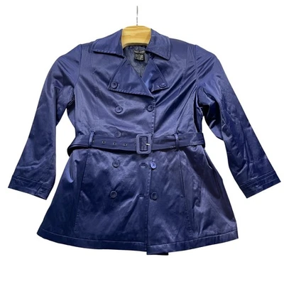 Impresionante Abrigo Pamela Dennis Private Client Group XL Azul Forrado con Cinturón Foto 1 de 4