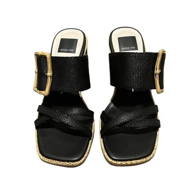 Dolce Vita Black Onnie Rattan Heels Size 6 - Image 1 of 4