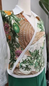 HERMES Tops blouse Size M Scarf Cache-Coeur - Picture 1 of 10