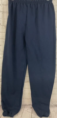 Youth XL Navy Blue Sweat Pants Elastic Waist And Leg Cuffs Fleece Lined Interior - Image 1 of 4
