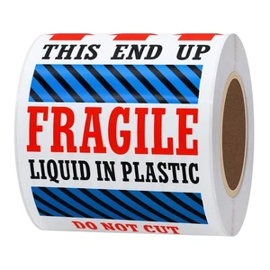 3 x 5 Fragile Liquid in Plastic This End Up Safe Handling Stickers for Shippi... - Picture 1 of 6