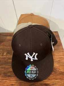 Juego de 3 sombreros Mu:ka Yankees marrón, beige y marrón claro diferentes tamaños nuevos con etiquetas - Imagen 1 de 6