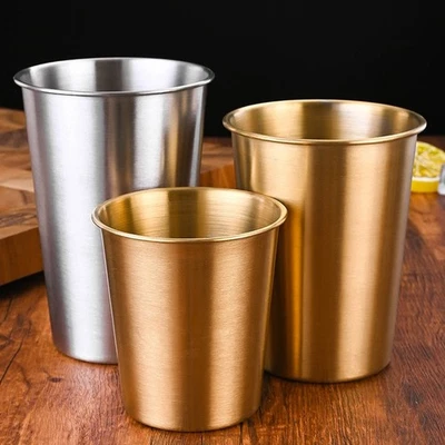 High Quality Cup 1 Pcs Gold Silvery Stainless Steel Tea Cups 240-500ml - Image 1 of 4
