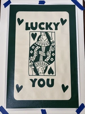 Lucky You - Reina de Corazones - Cartel de Cartas Poker ✅ Arte de Pared en Lienzo 16x24 Pulgadas Foto 1 de 4