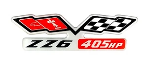 ZZ6 405HP (FLAGS) EMBLEM Super Sized SILVER BACKGROUND - Picture 1 of 2