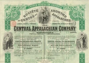 USA CENTRAL APPALACHIAN COMPANY OF KENTUCKY stock certificate/bond - Picture 1 of 2