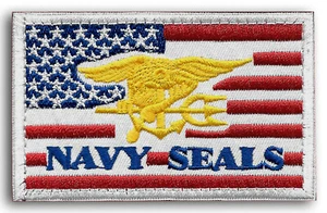 US Navy Seal Team American Flag Trident Patch Hook & Loop (red/white/blue) - Bild 1 von 1