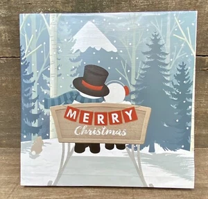 Snowman in Sleigh Wall Art Painting Picture Print On Canvas Art Modern Decor - Picture 1 of 12