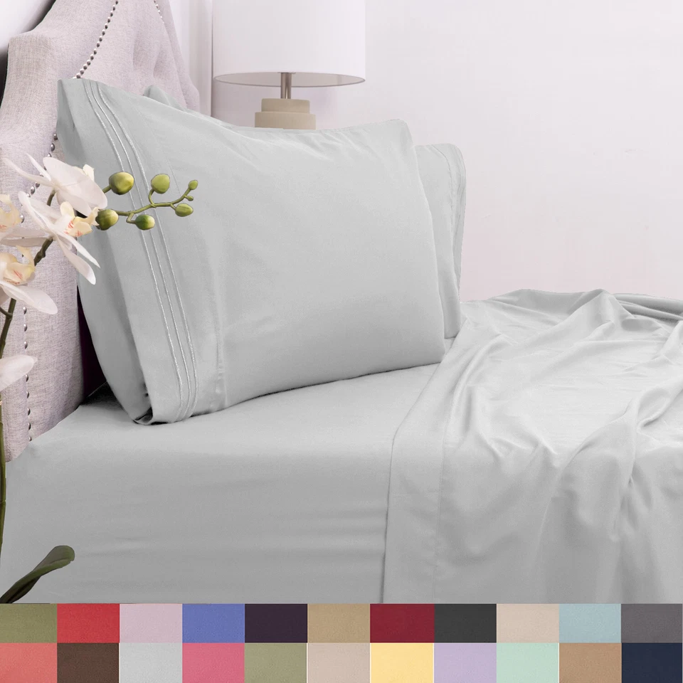 Sweet Home Collection 1800 Count Microfiber 4 Pc Sheet Set Deep Pocket Cal King