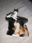 Vintage Cat & Dog Playing Ashtray Planter Black Top Hat Ashtray Ceramic