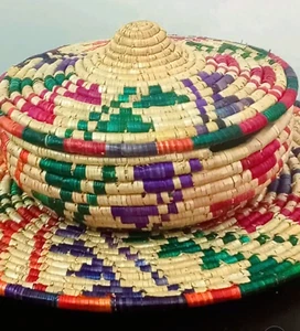 Large handmade bowl made of wheat straw used for decoration or everyday use. - Picture 1 of 2