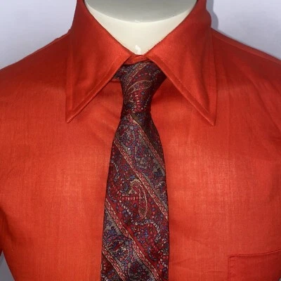 Vintage 1960s Richman Brothers Necktie Tie Slim Skinny Narrow Silk Mens Paisley - Image 1 of 4