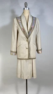 Vintage early 1980's KOOS VAN DEN AKKER cotton seersucker Blazer & Skirt set 8 - Picture 1 of 12