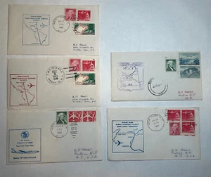 1963 First Flight Envelopes from NYC to Buenos Aires Paris Lisbon Rabat Conakry - Picture 1 of 7