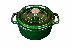 22cm Green Cast Iron Casserole Round porcelain Enamel Pot Dutch Oven Pan 2.7L - Picture 1 of 8