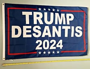 Donald Trump BANDIERA SPEDIZIONE GRATUITA VENDITORE USA! Insegna Ron Desantis Blu 2024 USA 3x5' - Foto 1 di 1