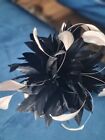 FASCINATOR BY RACHEL TREVOR-MORGAN FOR JAQUES VERT BLACK WITH CHAMPAGNE DETAIL.