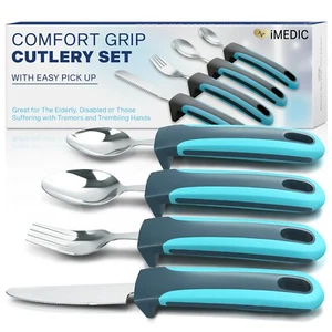 Easy Grip Cutlery Set Elderly Disabled Eating Aids Arthritis Comfort Pick Up UK - Picture 1 of 8