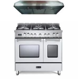 Verona Prestige VPFSGE365DW 36" DualFuel Range Double Oven Convection Hood White - Picture 1 of 10
