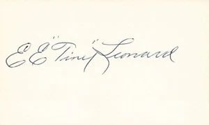 Elmer Leonard 1911 Philadelphia (Dec. 1981) Signed 3x5 Index Card with JSA COA - Imagen 1 de 2