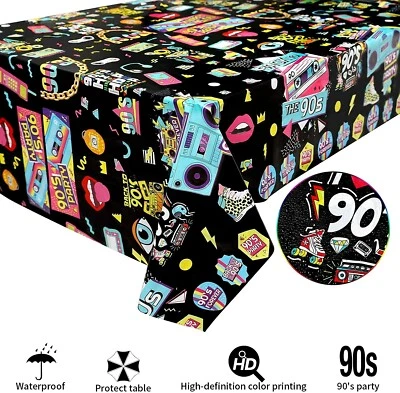 137cm x 274cm 90's Party Table Cover Party Supplies Adults Party Decoration - image 1 of 4