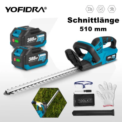 YOFIDRA 2000W Akku Heckenschere Heckentrimmer Heckenschneider inkl. 2Ah Akku & Ladegerät