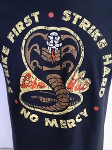Cobra Kai STRIKE FIRST Men's 3XL Graphic T-Shirt NO MERCY  Black Cotton NEW - Picture 1 of 3