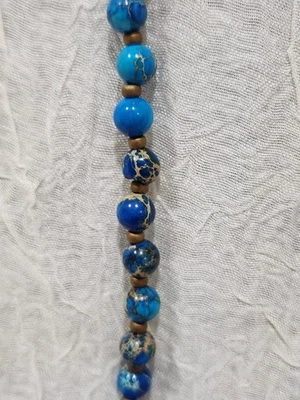 Beautiful Blue Beaded necklace and bracelet set - Image 1 of 4