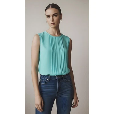 Ted Baker London Womens 100%Silk Pleated Front Blouse in Kelly Green-Size 4 - Image 1 of 4
