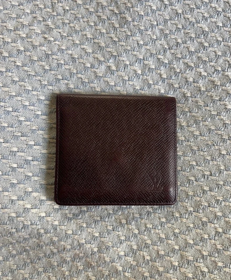 Cartera Louis Vuitton Doble Plegable Cuero Taiga Vintage SLG Monedero  Foto 1 de 4