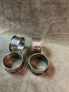 Vintage Silber Teller Serviettenring viele vier Stück schlicht schlichtes Design - Bild 1 von 3